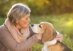 woman and her dog